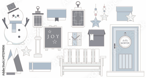 Scandinavian Christmas Home Decor. Icon Collection
