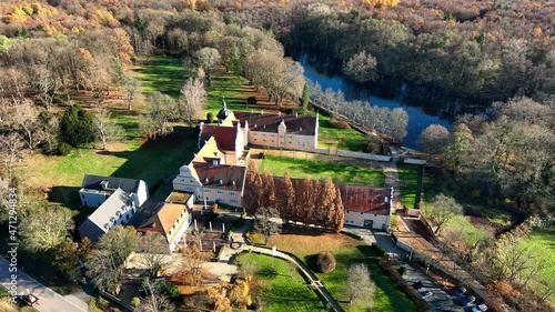 Aeral view, flight at Jagdschloss Kranichstein, Darmstadt, Hesse, Deutschland, photo