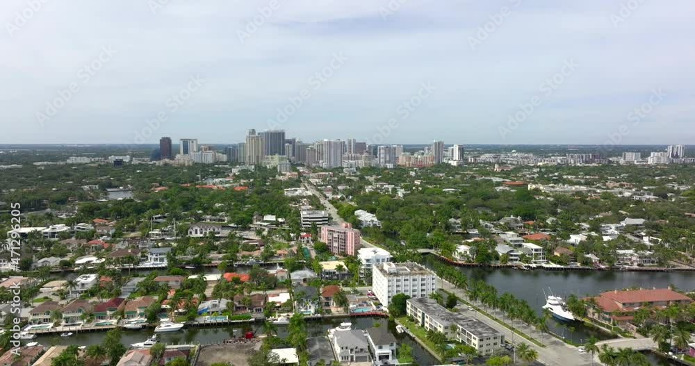 Aerial lateral push in Downtown Fort Lauderdale FL. 5k drone video Aerial lateral push in Downtown Fort Lauderdale FL. 5k drone video