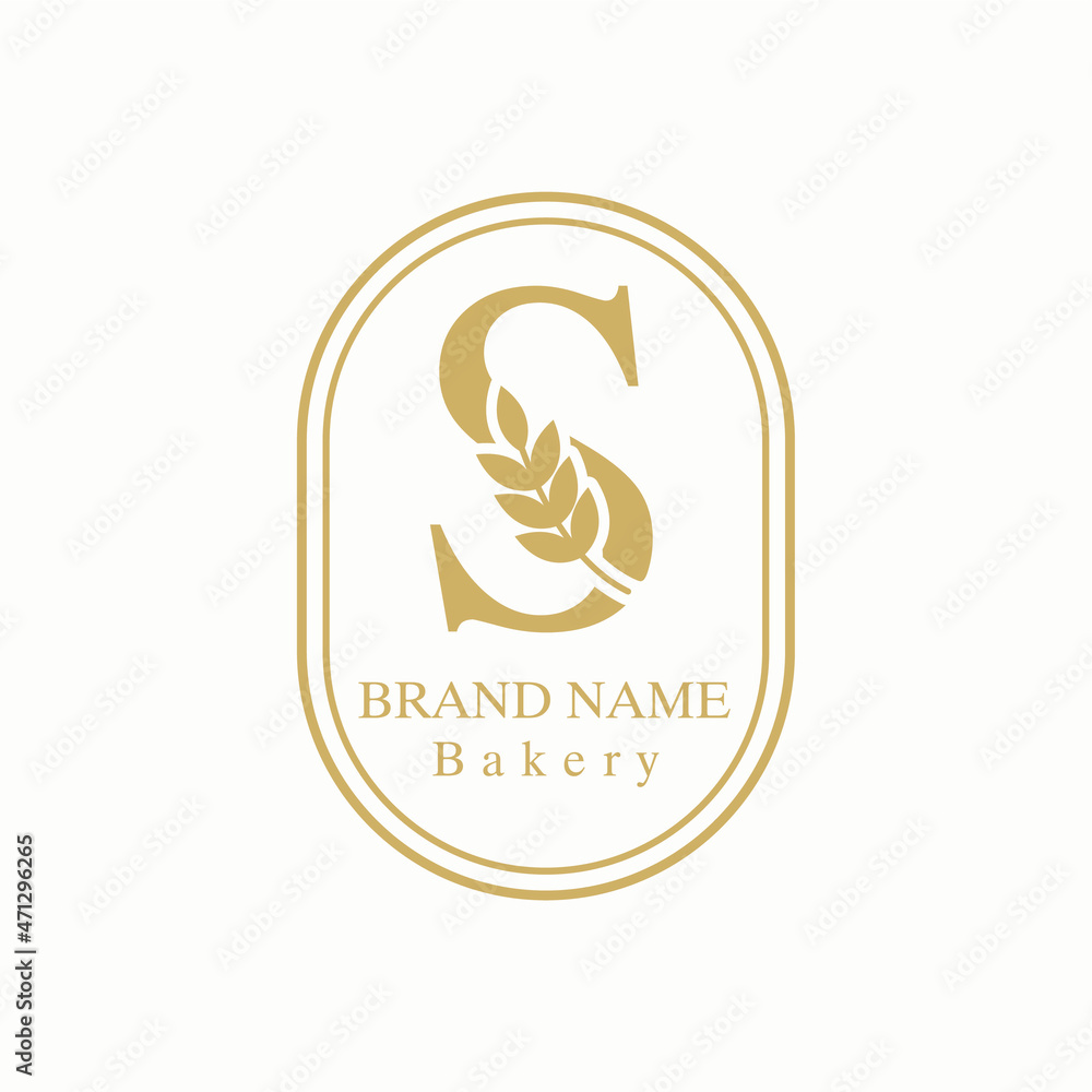 Initial S Letter with Wheat Grain for Bakery, Bread, Cake, Cafe, Pastry, Healthy Food, Cafetarian, Home Industries Business Logo Vector Idea Initial S Letter with Wheat Grain for Bakery, Bread, Cake, Cafe, Pastry, Healthy Food, Cafetarian, Home Industries Business Logo Vector Idea
