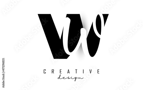 Letters WW logo with a minimalist design. Letters W and w with geometric and handwritten typography. Creative Vector Illustration with letters.
