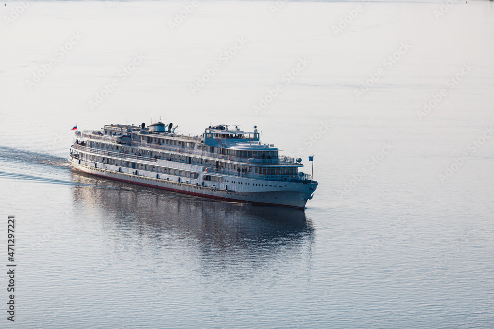 Motor ship on the Volga river