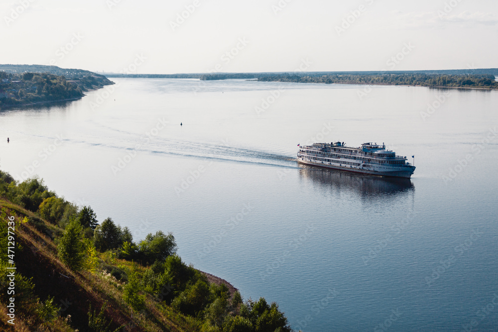 Motor ship on the Volga river