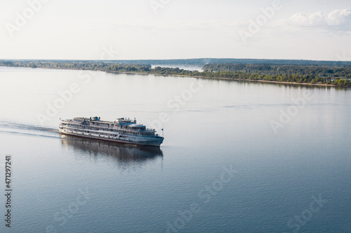 Motor ship on the Volga river