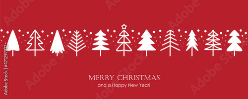 red christmas greeting card with abstract fir tree decoration