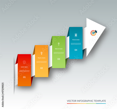 4-step infographic up arrow template. Business growth concept. Can be used for web design, timeline, diagram, chart, graph, business presentation.