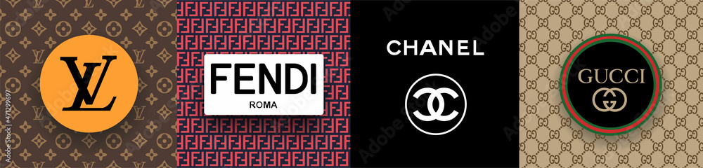 Vector logos of popular brands such as: Chanel, Louis Vuitton