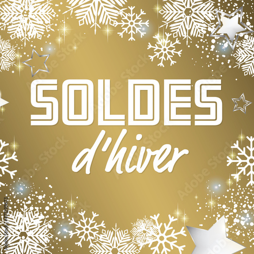 French Winter sale background - Winter snowflakes and stars design - Sales business element