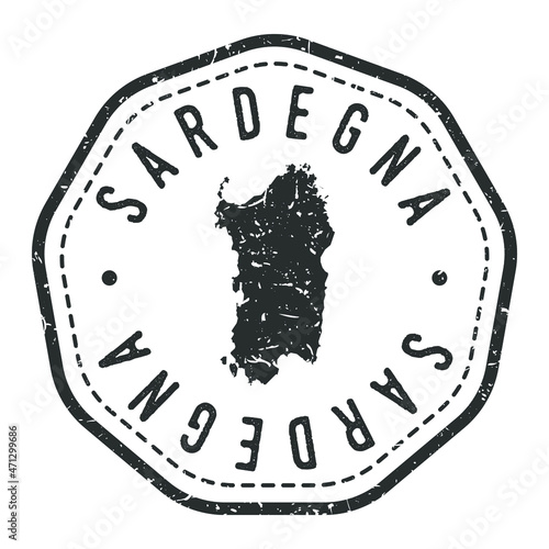 Sardinia, Italy Map Stamp Retro Postmark. Silhouette Postal Passport. Seal Round Vector Icon. Badge Vintage Postage Design.