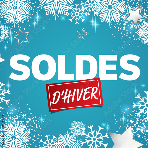 French Winter sale background - Winter snowflakes and stars design - Sales business element
