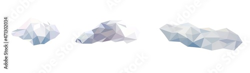 White cloud low poly set icons vector, polygon , geometric and triangle , geometric shape design, spring season concept, vector art and illustration.