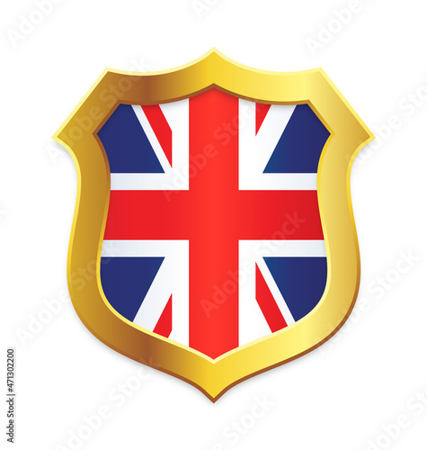 shield gold edge with uk united kingdom flag