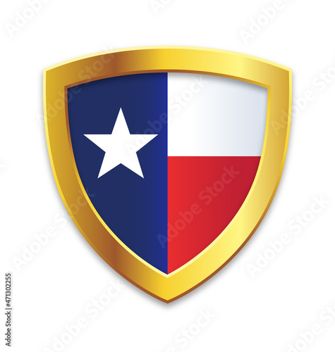 shield gold edge with texas tx state flag