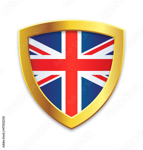 shield gold edge with uk united kingdom flag