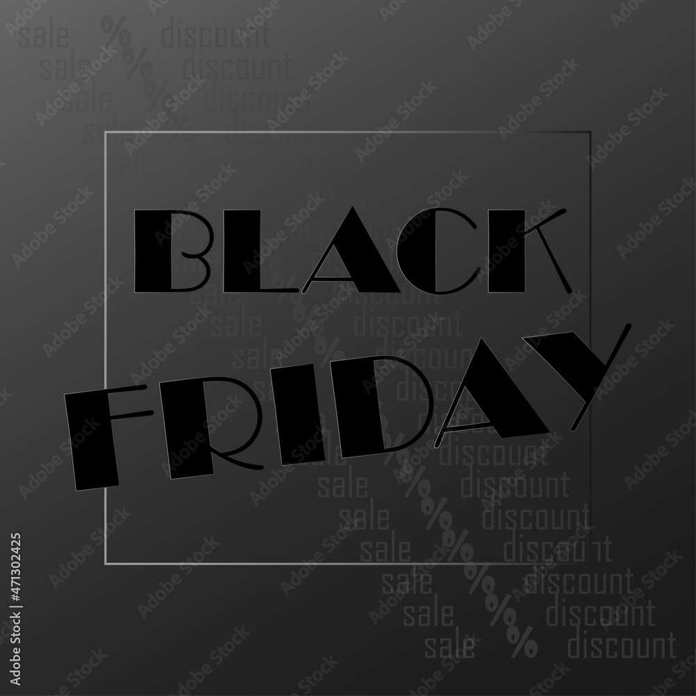 Fototapeta premium Restrained elegance banner for sales on Black Friday. Vector banner for shops, web.