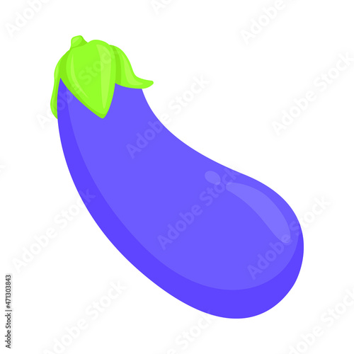 Eggplant Sign Emoji Icon Illustration. Vegetable Vector Symbol Emoticon Design Clip Art Sign Comic Style.