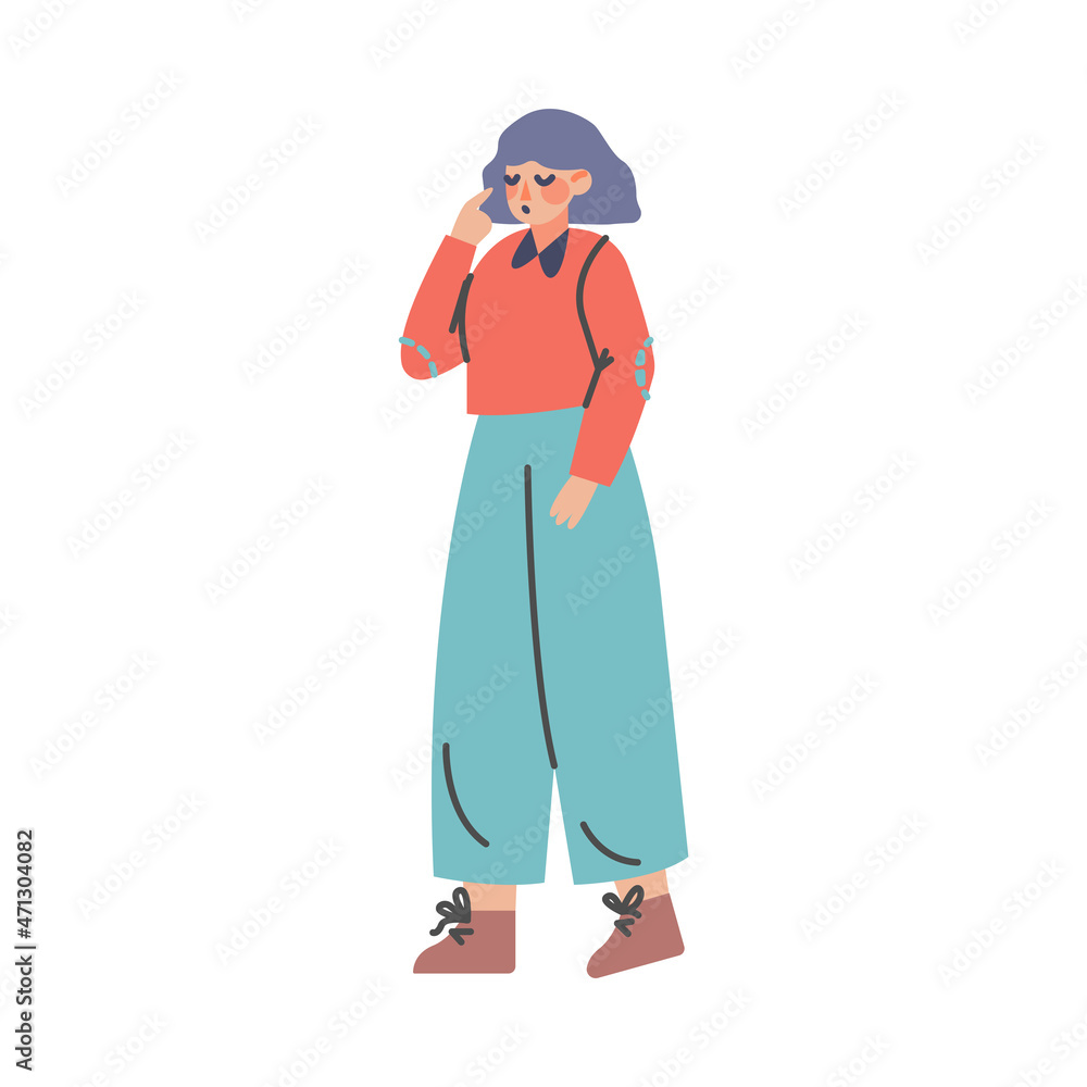 Puzzled Woman Character Scratching Her Head Asking Question Vector Illustration Puzzled Woman Character Scratching Her Head Asking Question Vector Illustration