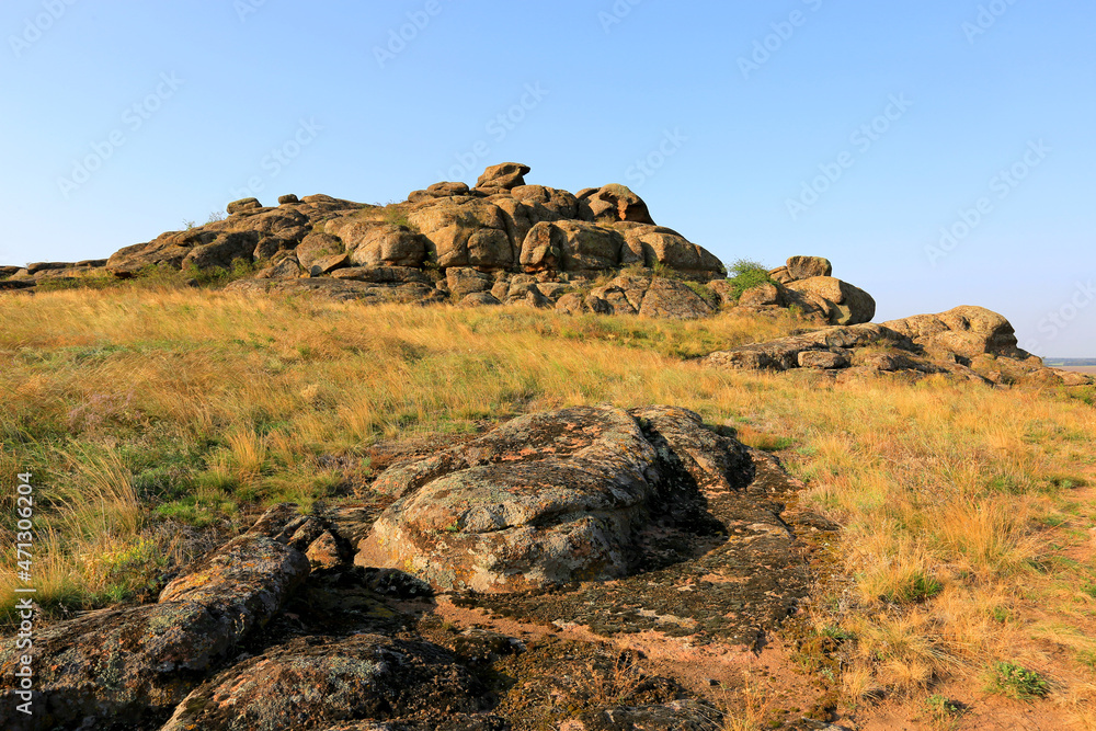 old stones in steppe