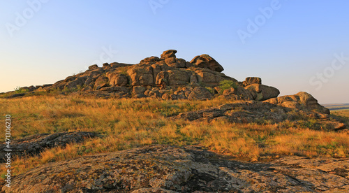 stones in evening steppe