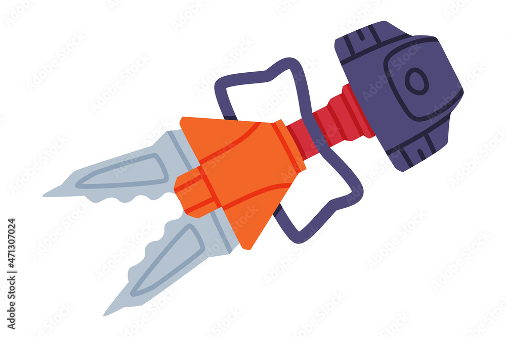 Hydraulic Chopper or Shears as Rescue Equipment for Urgent Saving of Life Vector Illustration