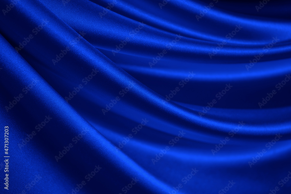 Navy blue silk satin. Soft, wavy folds. Shiny fabric surface. Luxury background with copy space for design. Web banner. Birthday, Christmas, Xmas, Valentine, holiday concept. Navy blue silk satin. Soft, wavy folds. Shiny fabric surface. Luxury background with copy space for design. Web banner. Birthday, Christmas, Xmas, Valentine, holiday concept.