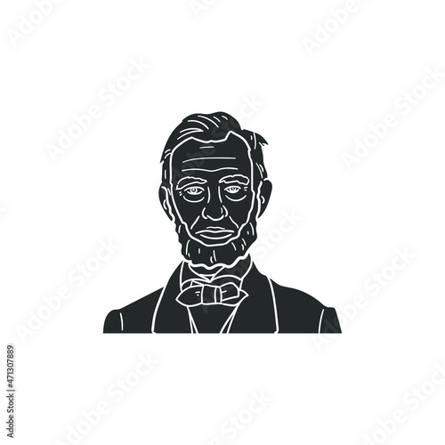 Abraham Lincoln Icon Silhouette Illustration. People Vector Graphic Pictogram Symbol Clip Art. Doodle Sketch Black Sign.