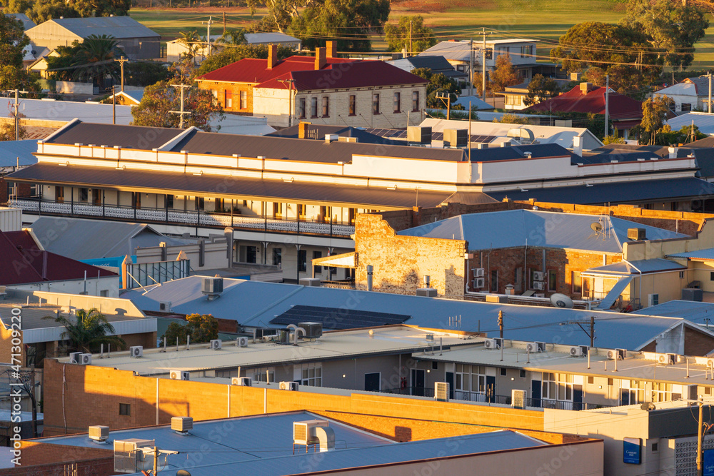 Elevated view over the rooftops of an outback city Elevated view over the rooftops of an outback city