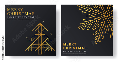 Luxury Merry Chrismas and Happy New Year 2022 Season Greeting and Invitation Card with Geometric Shapes