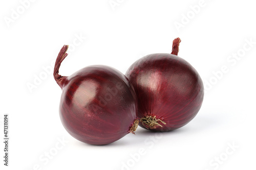 fresh red onion isolated on white background.
