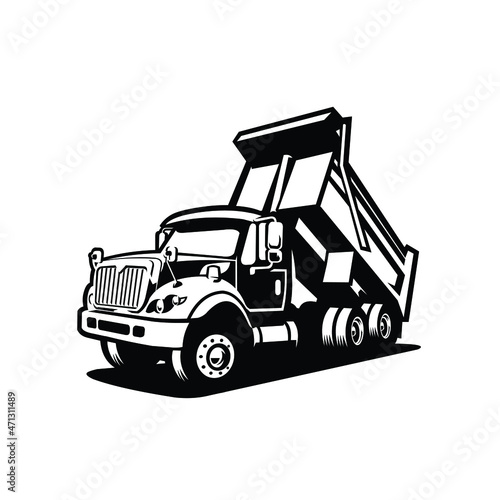 Dump truck. Tipper truck side view vector isolated