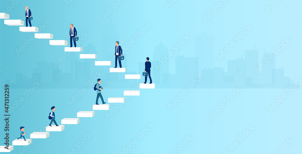 Obraz premium Vector concept of a professional career growth of a man