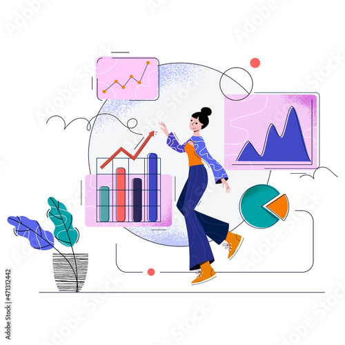 Business Data Analysis IllustrationAI, EPS, SVG, JPG