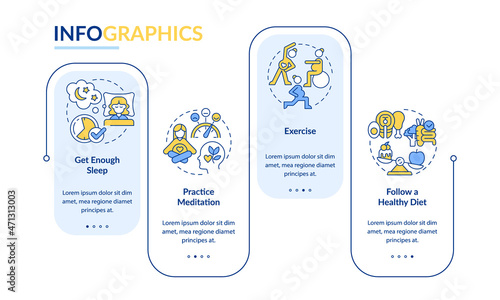 Wellbeing during pregnancy vector infographic template. Exercises presentation outline design elements. Data visualization with 4 steps. Process timeline info chart. Workflow layout with line icons