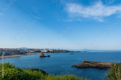 Bucht von Biarritz, links Grande Plage, Region Nouvelle Aquitaine, Les Landes, Frankreich
