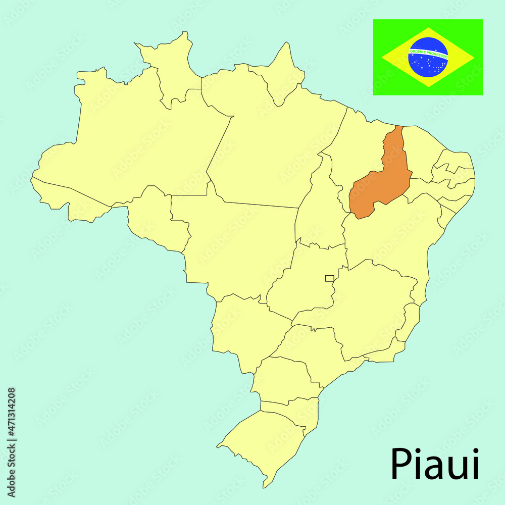 Brazil map, Piaui state or province, vector illustration Brazil map, Piaui state or province, vector illustration