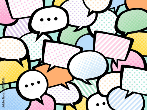 吹き出しが集まった背景イラスト_アメコミ風_SNSのイメージ