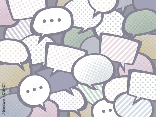 吹き出しが集まった背景イラスト_アメコミ風_SNSのイメージ