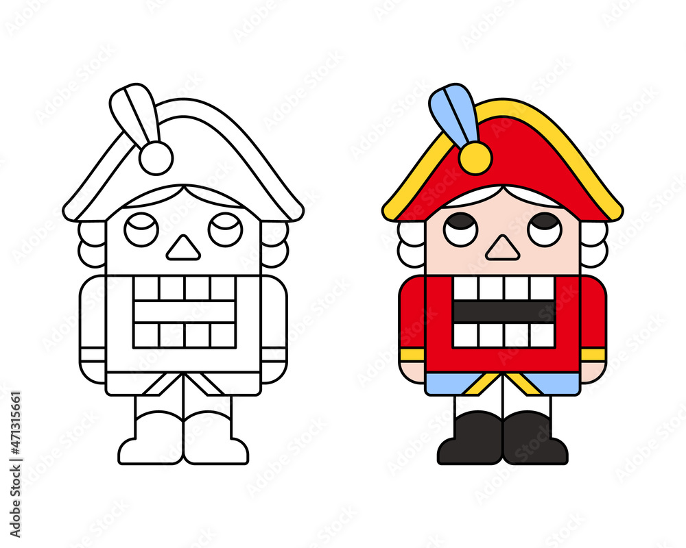 Nutcracker linear and color icon. Outline simple vector of toy soldier for cracking nuts