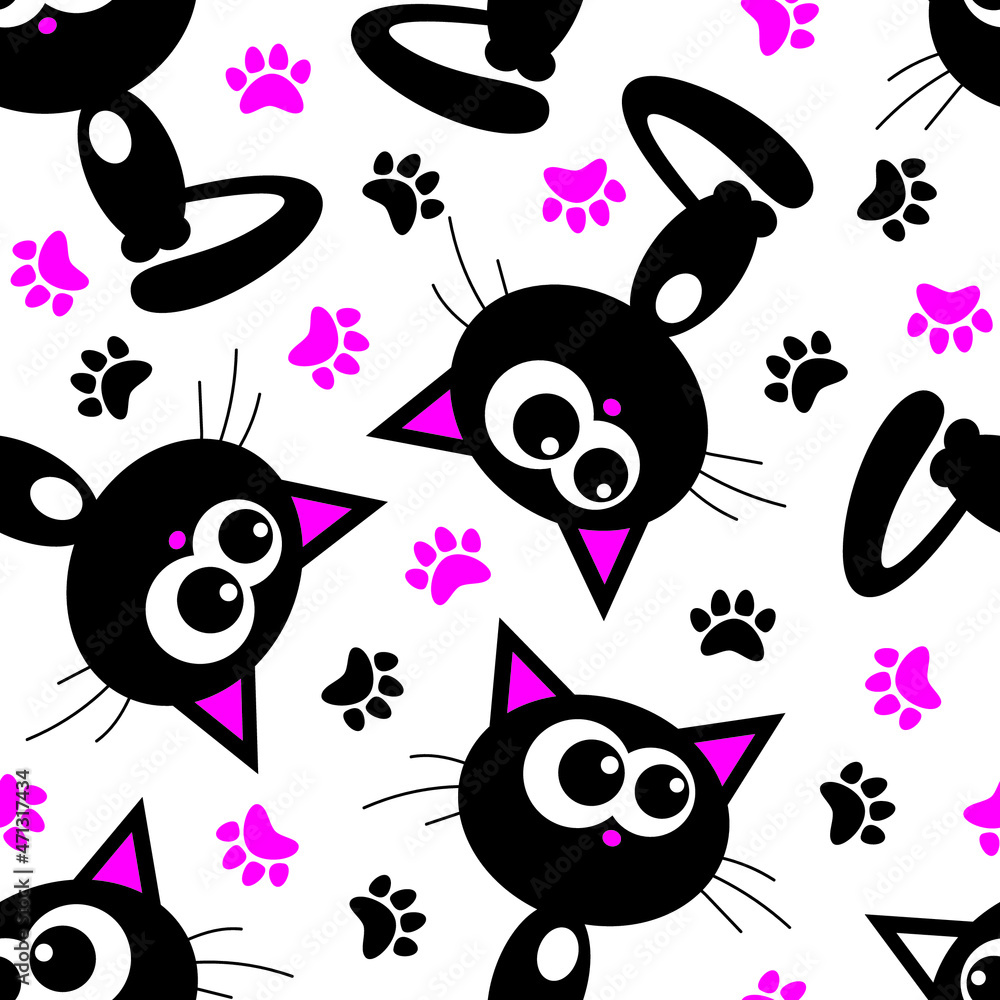 animal, animals, baby, black, cartoon, cat, cat paw, cat vector, cats, character, childish, claw, collection, cute, domestic, doodle, face, feline, footprint, friend, funny, fur, furry, happy, illustr