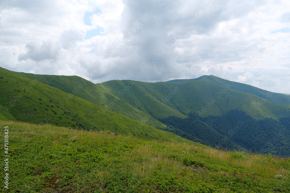 Beautiful Carpathian Mountains in Ukraine, Polonina Borzhava mountain ridge Beautiful Carpathian Mountains in Ukraine, Polonina Borzhava mountain ridge