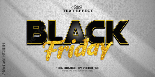 Editable gold style Black Friday text with glitter texture