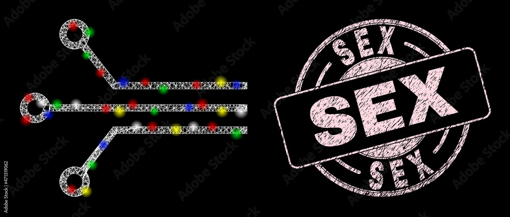 Glossy crossing mesh circuit links icon with glow effect on a black background, and Sex dirty seal print. Pink stamp seal includes Sex tag inside round form. Glossy crossing mesh circuit links icon with glow effect on a black background, and Sex dirty seal print. Pink stamp seal includes Sex tag inside round form.