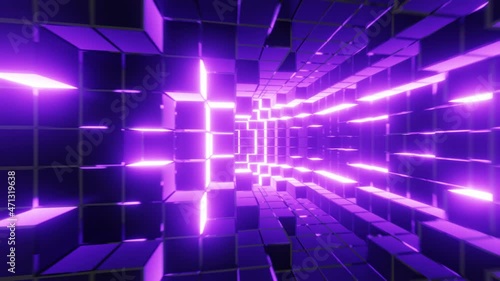 Looped Blue glowing spark motion flash tunnel. Abstract seamless VJ neon HD background.