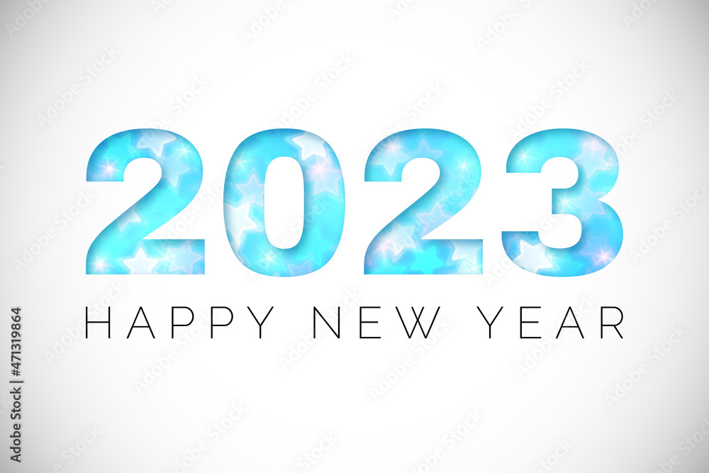 White new year banner with holographic 2023 White new year banner with holographic 2023
