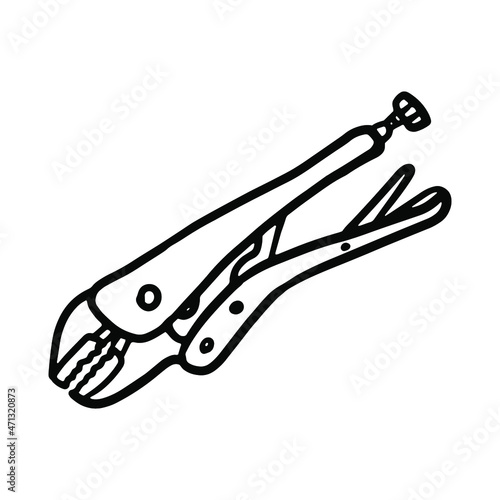 Clamp in doodle style. Isolated vector.
