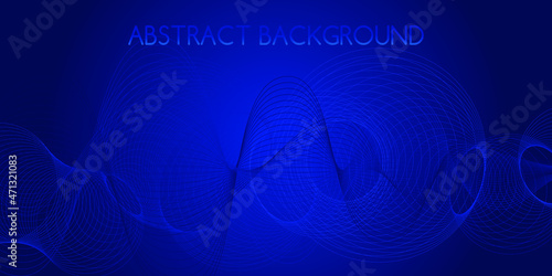 Abstract sound waves of many lines isolated on dark blue backround. Creative vector line backdrop.  