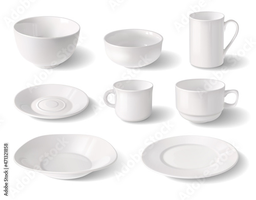Cups And Plates Realistic Set