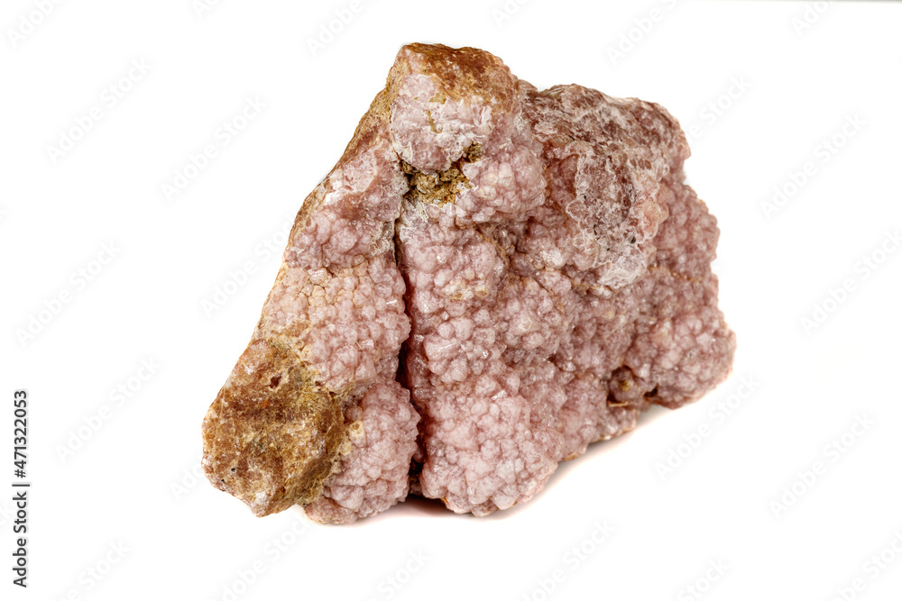 Macro stone cobalt calcite mineral on white background Macro stone cobalt calcite mineral on white background