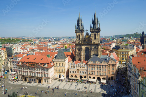 View of the Church of Our Lady before Tyn on a sunny April day, Prague