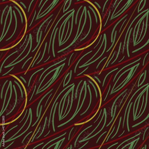 Seamless hand-drawn pattern of paint strokes, stripes. Red delicate ornament. Fashionable, stylish design of wall wallpaper, fabric, textiles, cover, background.